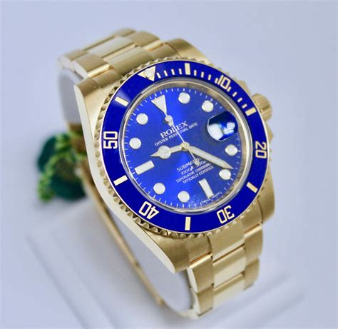 rolex submariner 18ct gold blue ceramic dile|Rolex Submariner date 126619.